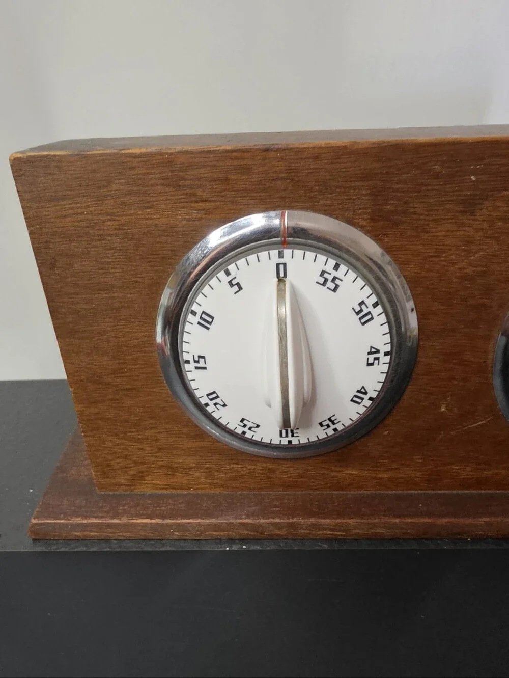 Wooden Dual Dial Wall Timer - Brown